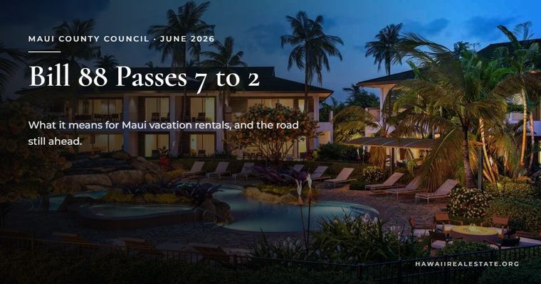 Maui condo complex with pool, representing vacation rentals affected by Bill 88