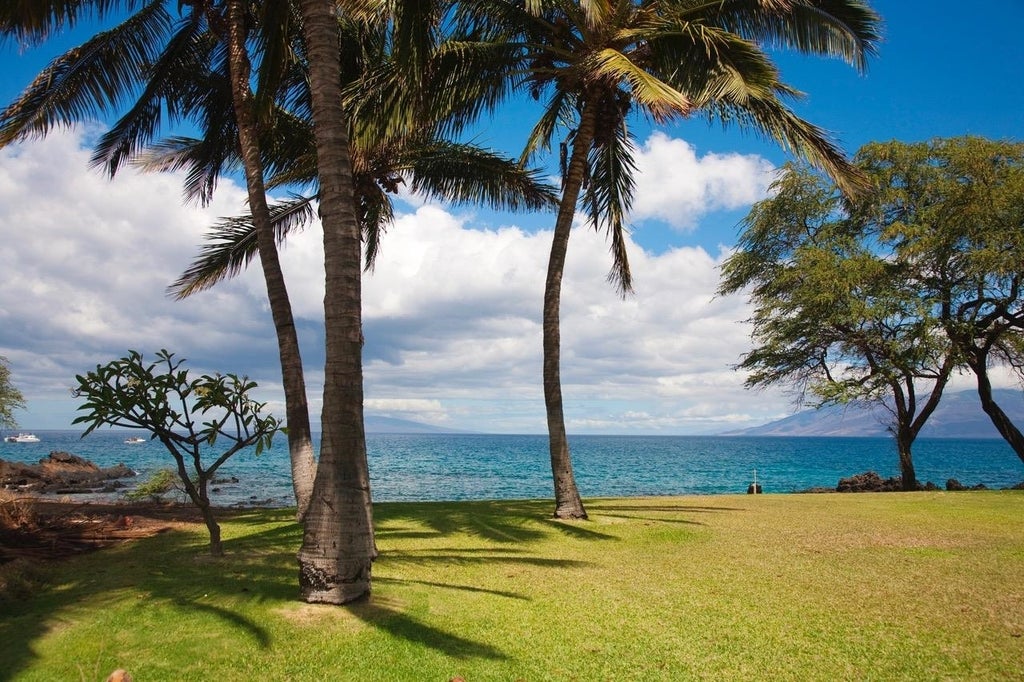 Pacific horizon over Kaanapali and Kapalua, luxury real estate on Maui, golden hour"